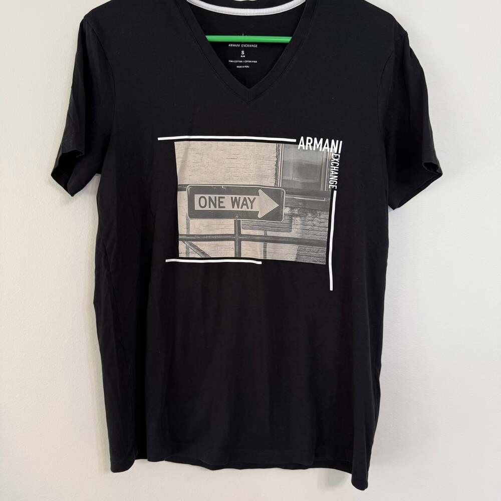 Armani Exchange Graphic Print V-Neck T-Shirt‎